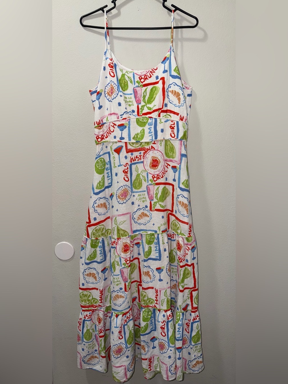 Cynthia Rowley Girls Just Wanna Have Brunch Maxi Dress Medium Linen Blend Tiered